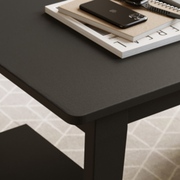 Ultic Black L Shaped Home Office Desk Desk with Storage Drawers & Shelf Computer Desk (1200mm) - thumbnail 8