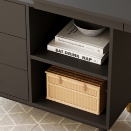 Ultic Black L Shaped Home Office Desk Desk with Storage Drawers & Shelf Computer Desk (1200mm) - thumbnail 7