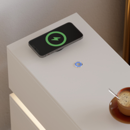 Narrow Smart 3-Drawer Bedside Table with Charging Station Bedside Table with Light in White - thumbnail 8