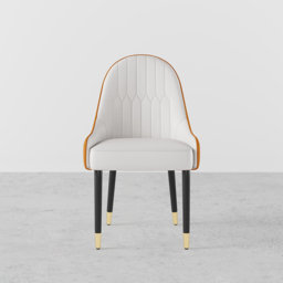Set of 2 Modern Dining Chairs PU Leather with Upholstered in White & Orange Dining Room Chairs - thumbnail 8