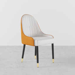 Set of 2 Modern Dining Chairs PU Leather with Upholstered in White & Orange Dining Room Chairs - thumbnail 9