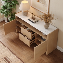 Arvona 160 cm Sintered Stone Sideboard with Open Storage & Adjustable Shelves - thumbnail 3