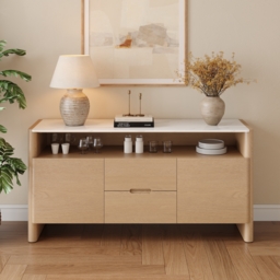 Arvona 160 cm Sintered Stone Sideboard with Open Storage & Adjustable Shelves