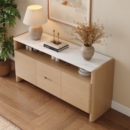 Arvona 160 cm Sintered Stone Sideboard with Open Storage & Adjustable Shelves - thumbnail 2