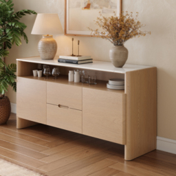 Arvona 160 cm Sintered Stone Sideboard with Open Storage & Adjustable Shelves - thumbnail 5