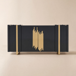 Aurea 160 cm Light Luxury Sideboard Black Rectangular Buffet 2 Doors 2 Shelves in Gold - thumbnail 9