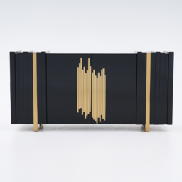 Aurea 160 cm Light Luxury Sideboard Black Rectangular Buffet 2 Doors 2 Shelves in Gold - thumbnail 7