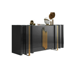 Aurea 160 cm Light Luxury Sideboard Black Rectangular Buffet 2 Doors 2 Shelves in Gold - thumbnail 6