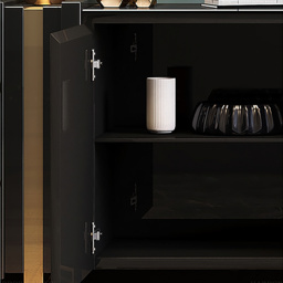 Aurea 160 cm Light Luxury Sideboard Black Rectangular Buffet 2 Doors 2 Shelves in Gold - thumbnail 5