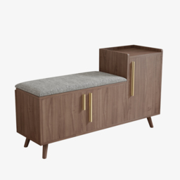 Shoe Storage Entryway Bench with Right-Side Cabinet Engineered Wood Shoe Rack in Black  Walnut (1200mm) - thumbnail 7