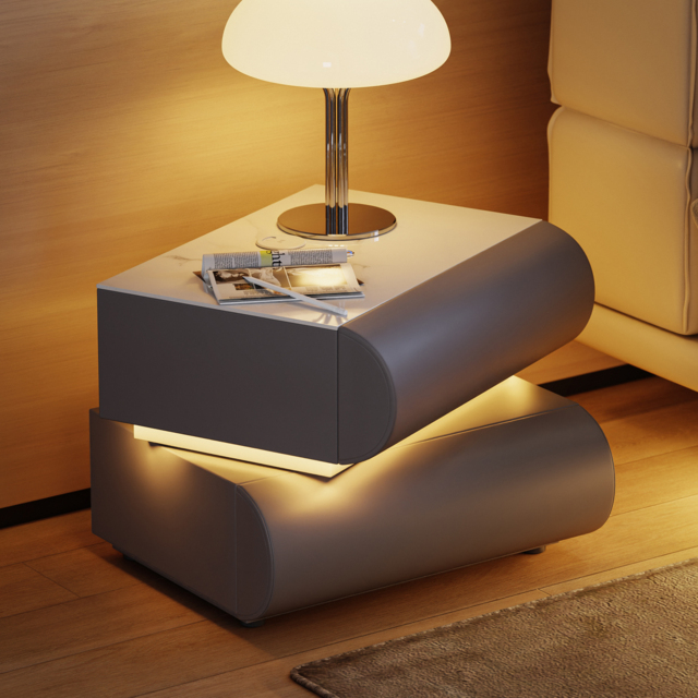Humply Floating Smart Bedside Table 1 Drawer Bedside Table in White - image 1