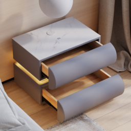 Humply Floating Smart Bedside Table 1 Drawer Bedside Table in White - thumbnail 5