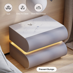 Humply Floating Smart Bedside Table 1 Drawer Bedside Table in White - thumbnail 8