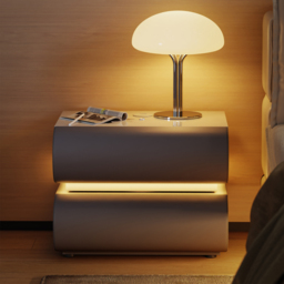 Humply Floating Smart Bedside Table 1 Drawer Bedside Table in White - thumbnail 3
