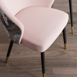 Set of 2 Velvet Dining Chairs Upholstered Modern Pink Dining Room Chairs with Arm - thumbnail 5