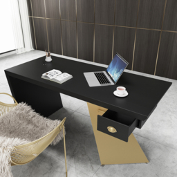Cabstract Modern Black & Gold Office Desk Writing Desk with Drawer Computer Desk (1400mm) - thumbnail 9