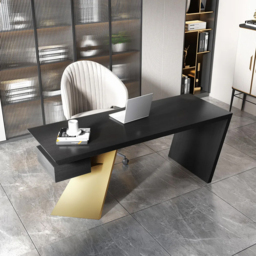 Cabstract Modern Black & Gold Office Desk Writing Desk with Drawer Computer Desk (1400mm) - thumbnail 7