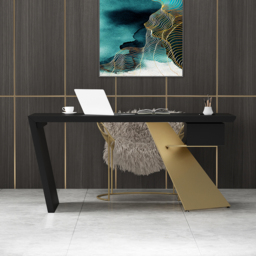 Cabstract Modern Black & Gold Office Desk Writing Desk with Drawer Computer Desk (1400mm) - thumbnail 6