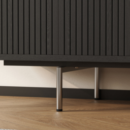 TV Stand in Wood with Open Shelf and Ample Storage, Modern Black 2000 mm TV Unit - thumbnail 8