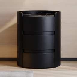 Modern bedside table with 3-drawers and 40 cm wide bedside cabinet in white, marble and leather design - thumbnail 4