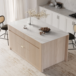 1830mm Kitchen Island Sintered Stone Top with Storage NaturalModern - thumbnail 2