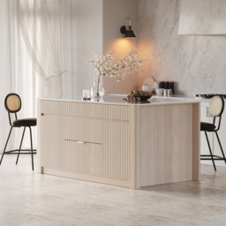 1830mm Kitchen Island Sintered Stone Top with Storage NaturalModern - thumbnail 1