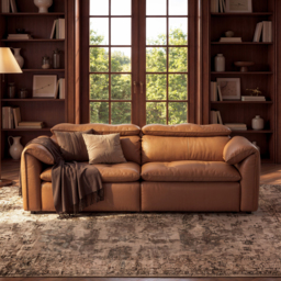 222cm 2-Seater Genuine Leather Power Convertible Sleeper Sofa with Adjustable Headrests - thumbnail 2