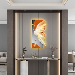 Modern Abstract LED Wall Art with Backlit Light Unique Feather Design for Living Room Home Decor - thumbnail 3