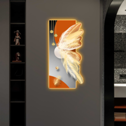 Modern Abstract LED Wall Art with Backlit Light Unique Feather Design for Living Room Home Decor - thumbnail 5