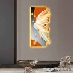 Modern Abstract LED Wall Art with Backlit Light Unique Feather Design for Living Room Home Decor - thumbnail 4