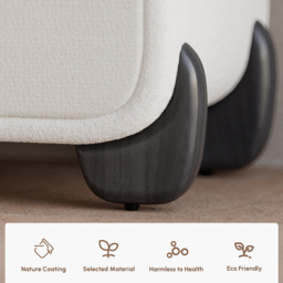 Curva Smart Boucle Nightstand with Wood Legs 2-Drawer Bedside Table in White Set of 2 - thumbnail 8