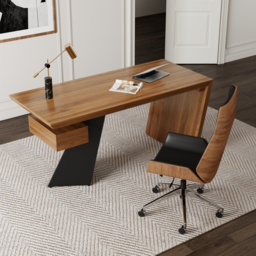 Black Faux Leather Office Chair Desk Chair with Wheels & Adjustable Height - thumbnail 5