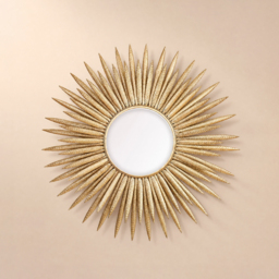 Large Sunburst Wall Mirror – Gold Metal Ray Design - thumbnail 8