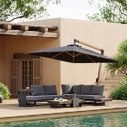 4 PCS L Shaped Outdoor Sectional Sofa Set Modern Yard & Patio Furniture for 6 Person in Gray Cushion & Pillow Included - thumbnail 3