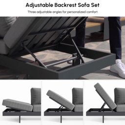 4 PCS L Shaped Outdoor Sectional Sofa Set Modern Yard & Patio Furniture for 6 Person in Gray Cushion & Pillow Included - thumbnail 7