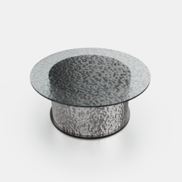 Glass Top Round Pedestal Coffee Table Modern LED Black with Stainless Steel Base - thumbnail 6