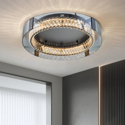 Crystal Dimmable Ceiling Lights 3 Modes LED Flush Mount Light with Remote Control - thumbnail 2