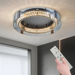 Crystal Dimmable Ceiling Lights 3 Modes LED Flush Mount Light with Remote Control