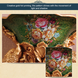 European Style Luxury Wall Hanging Carved Gold Artificial Flowers in Vase - thumbnail 7