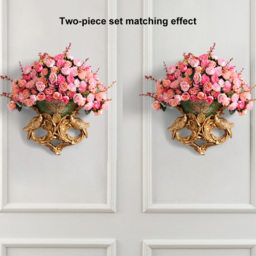 European Style Luxury Wall Hanging Carved Gold Artificial Flowers in Vase - thumbnail 4