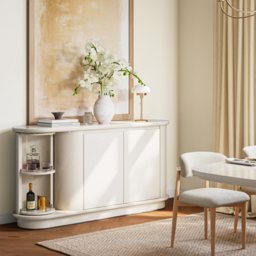 Modern 160 cm Faux Travertine Sintered Stone Sideboard - thumbnail 4