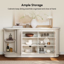 Modern 160 cm Faux Travertine Sintered Stone Sideboard - thumbnail 6