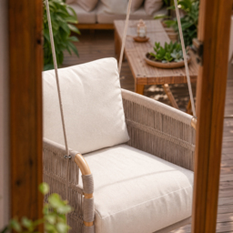Costra Aluminum and Handwoven Rope Garden Hanging Swing Chair Single Seater - thumbnail 8