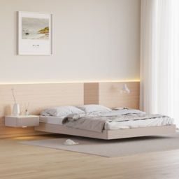 Modern Floating Corduroy Smart Bedside Table Bedside Table with Light - thumbnail 6