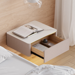 Modern Floating Corduroy Smart Bedside Table Bedside Table with Light - thumbnail 3