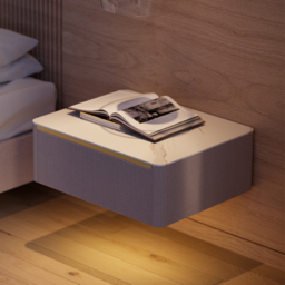 Modern Floating Corduroy Smart Bedside Table Bedside Table with Light - thumbnail 5