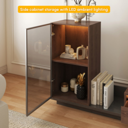Fero Walnut & Gray Extendable TV Stand with Bookshelves & Light(250 - 390 cm) - thumbnail 9