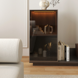 Fero Walnut & Gray Extendable TV Stand with Bookshelves & Light(250 - 390 cm) - thumbnail 7