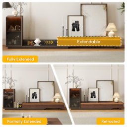 Fero Walnut & Gray Extendable TV Stand with Bookshelves & Light(250 - 390 cm) - thumbnail 8