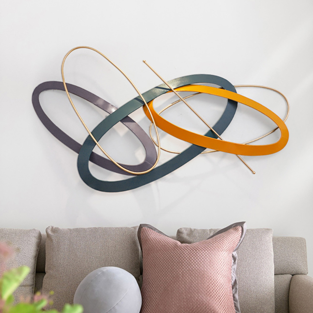 Modern Geometric Metal Wall Decor Overlapping Creative Wall Art Multi-colour Living room - image 1